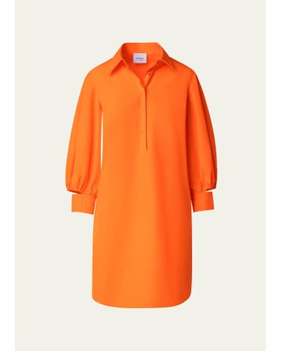 Akris Punto Cotton Popeline Dress With Cutout Sleeves - Orange