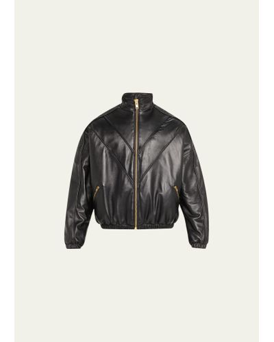 Willy Chavarria Leather Track Jacket - Black