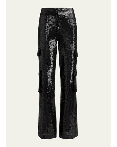Alice + Olivia Hayes Sequined Wide-leg Cargo Pants - Black