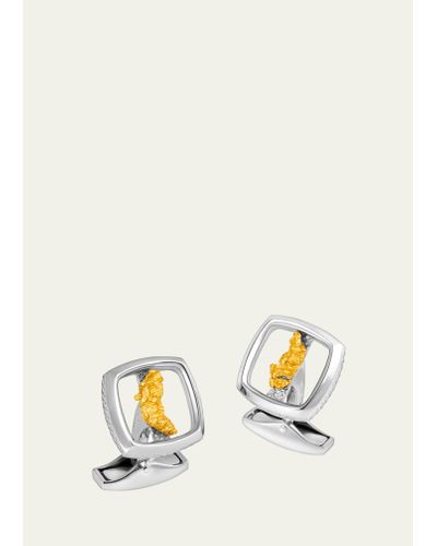 Tateossian Limited Edition Gold Nugget Cufflinks In Silver - Natural