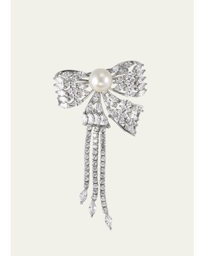 Natasha Accessories Limited Embellished Pearly Bow Brooch - Multicolor