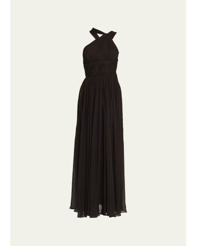 Michael Kors One-shoulder Maxi Silk Goddess Gown - Black