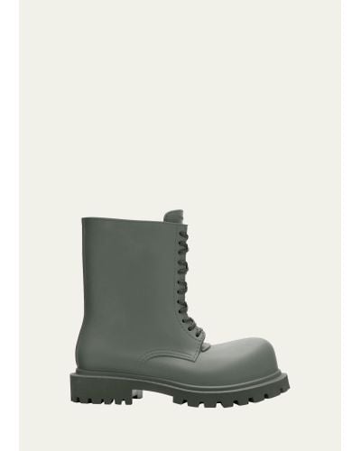 Balenciaga Steroid Oversized Leather Army Boots - Green
