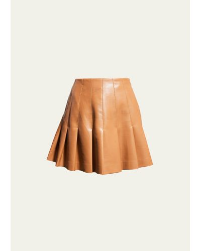 Alice + Olivia Carter Vegan Leather Pleated Mini Skirt - Natural