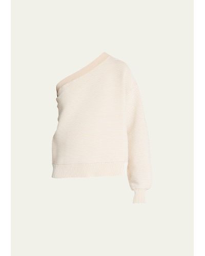 Nagnata Asymmetric Textured Rib Sweater - Natural