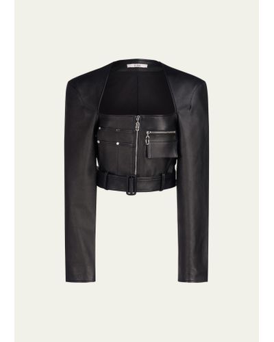 Et Ochs Axel Cropped Utility Leather Jacket - Black