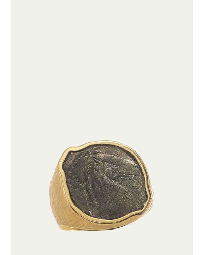 Jorge Adeler 18k Yellow Gold Ancient Tanit Coin Ring - Gray