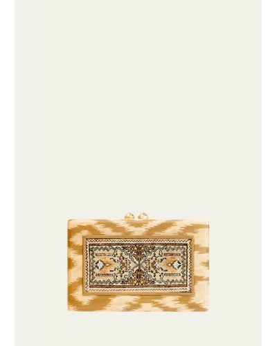 Silvia Furmanovich 18k Yellow Gold Marquetry Silk Carpet Clutch With Prasiolite - Natural