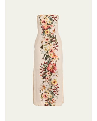 Zimmermann Lexi Floral Strapless Column Dress - White