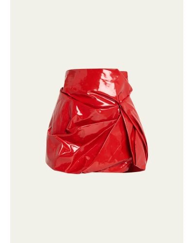Marc Jacobs Leather Engineered Draped Mini Skirt