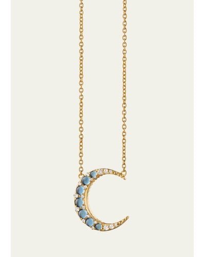 Monica Rich Kosann Mini Crescent Moon Necklace With White Diamonds