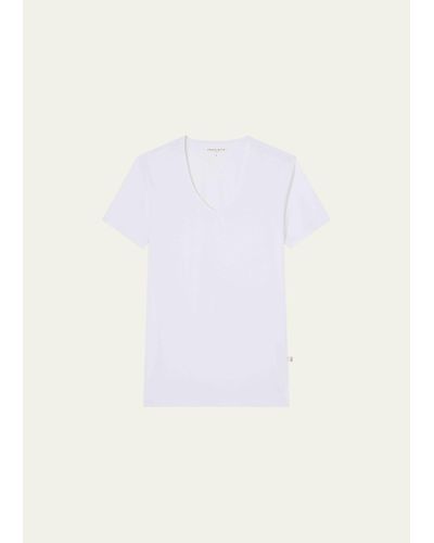 Derek Rose Pima Stretch V-neck T-shirt - White