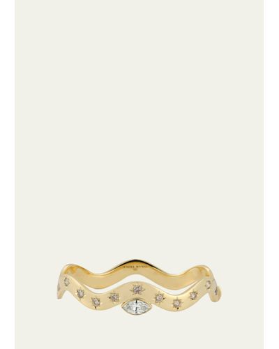 Jemma Wynne 18k Yellow Gold Anniversary Wave Cuff With Diamond Marquis - Natural