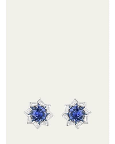 Paul Morelli 18k White Gold Sapphire And Diamond Spinner Stud Earrings - Blue