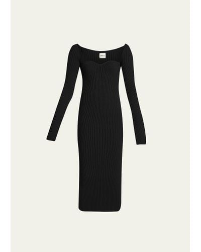 Khaite Beth Long-sleeve Bustier Dress - Black