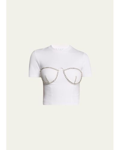 Area Crystal Bustier Cup Crop T-shirt - Natural