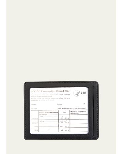 ROYCE New York Personalized Leather Vaccine Card Holder - Black