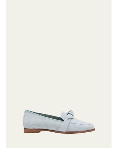 Alexandre Birman Clarita Suede Knotted Bow Loafers - White