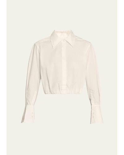 Jonathan Simkhai Blythe Cotton Poplin Button-front Crop Shirt - Natural