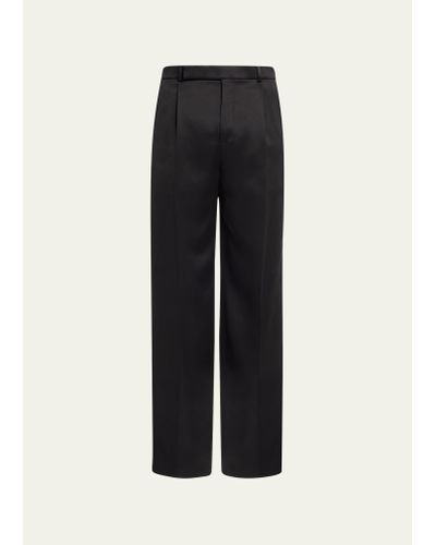 Saint Laurent Flare Silk Pants - Black