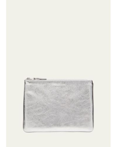COMME DES GARÇONS PLAY Metallic Leather Zip Wallet - Gray