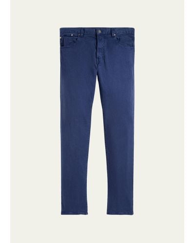 Ralph Lauren Purple Label Slim Stretch Linen And Cotton Jeans - Blue