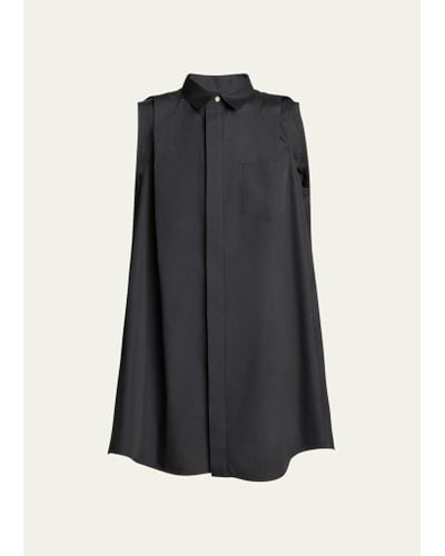 Sacai Collared Poplin Mini Shirt Dress - Black