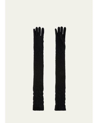 Loro Piana Long Knit Cashmere Gloves - Black