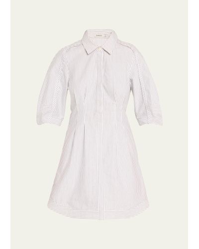 Jonathan Simkhai Percy Puff-sleeve Point-collar Cotton Structured Mini Shirtdress - Natural