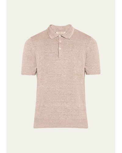 FIORONI CASHMERE Linen-cotton Polo Shirt - Pink