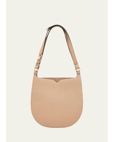 Valextra Saffiano Weekend Hobo Bag - Natural