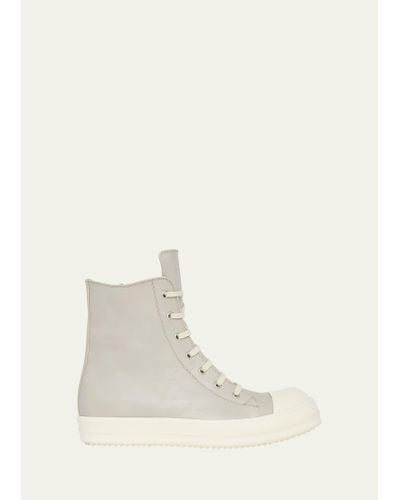 Rick Owens Leather High-top Sneakers - Natural