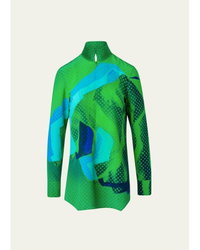 Akris Superimposition Print Tunic Blouse - Green