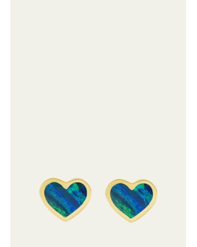 Jennifer Meyer Extra Small Inlay Heart Stud Earrings - Blue