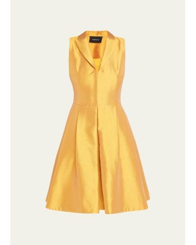 Akris Collared Silk Short Dress - Yellow