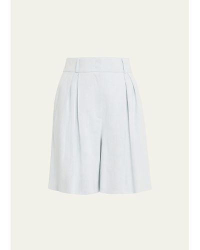 Akris High-rise Pleated Denim Bermuda Shorts - White