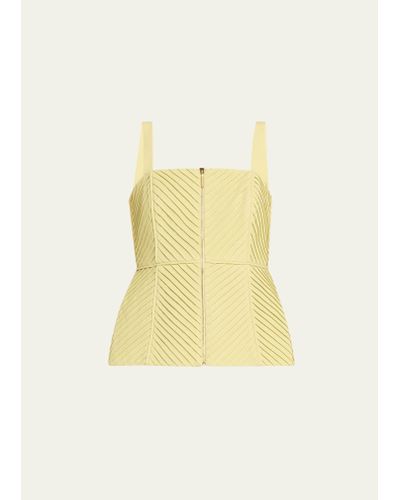 Alexis Irving Cinched Square-neck Geo Top - Yellow