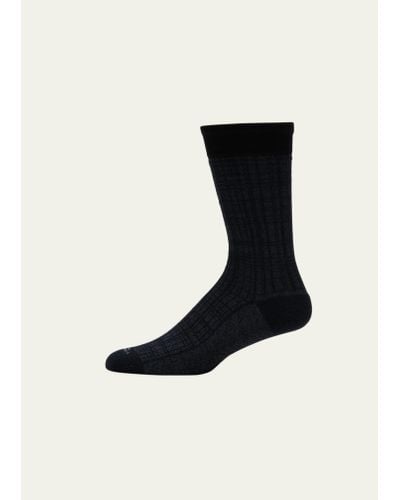 Marcoliani Tartan Check Mid-calf Socks - Black