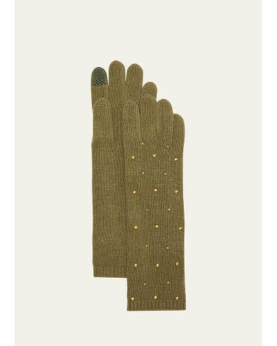 Portolano Long Studded Cashmere Tech Gloves - Green