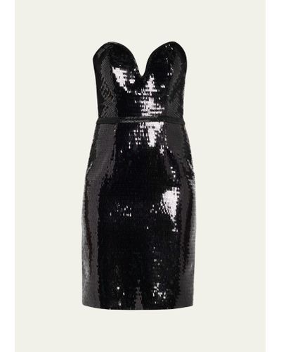 Pamella Roland Sequined Strapless Cocktail Dress - Black