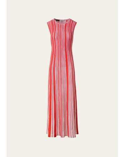 Akris Jacquard Asagao Stripes Knit Midi Dress - Pink