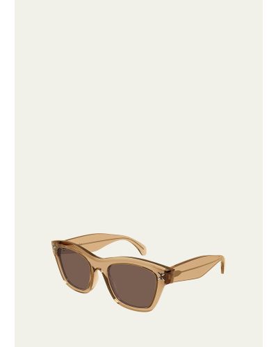 Alaïa Embellished Rectangle Acetate Sunglasses - Natural