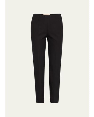 Lafayette 148 New York Stanton Tapered Stretch Cotton Ankle Pants - Black