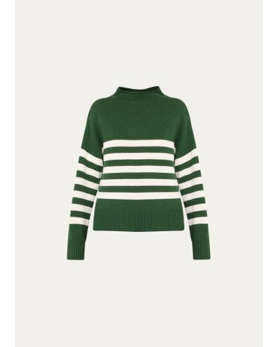Kule The Lucca Wool And Cashmere Stripe Turtleneck Sweater - Green