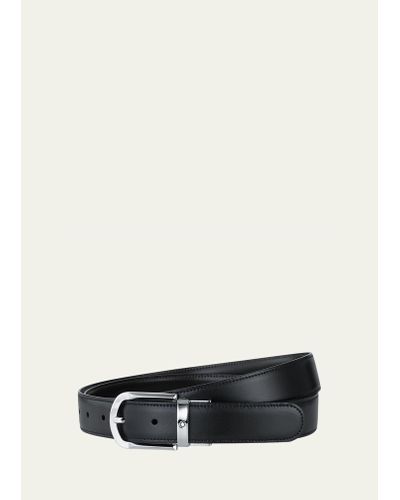 Montblanc Horseshoe-buckle Reversible Leather Belt - White
