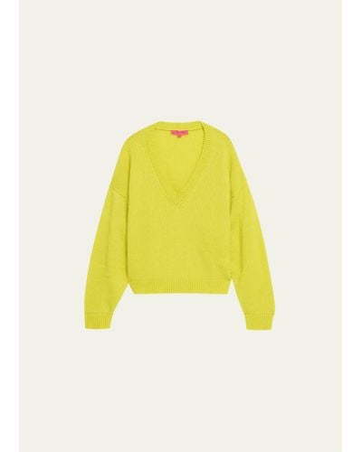 The Elder Statesman Nimbus Crop Cashmere Sweater - Yellow