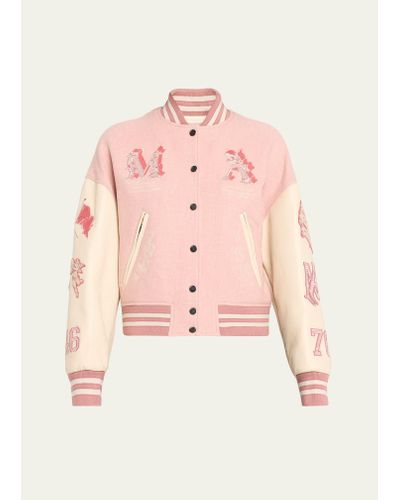 Amiri Angel Applique Varsity Jacket - Pink