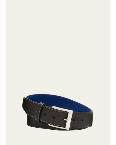 Simonnot Godard Lagun Grained Leather Belt - Blue