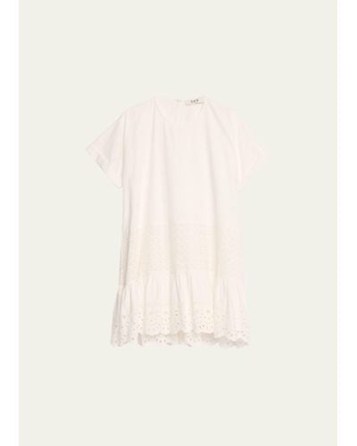 Sea Elysse Embroidered Short-sleeve Mini Tunic Dress - Natural