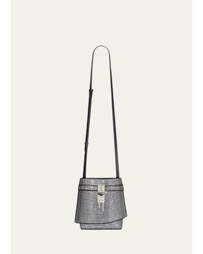 Givenchy Shark Lock Bucket Bag In Embellished Leather - Natural